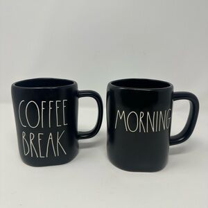Rae Dunn Artisan Collection  Coffee Break Morning Set  Black Ceramic 20 oz